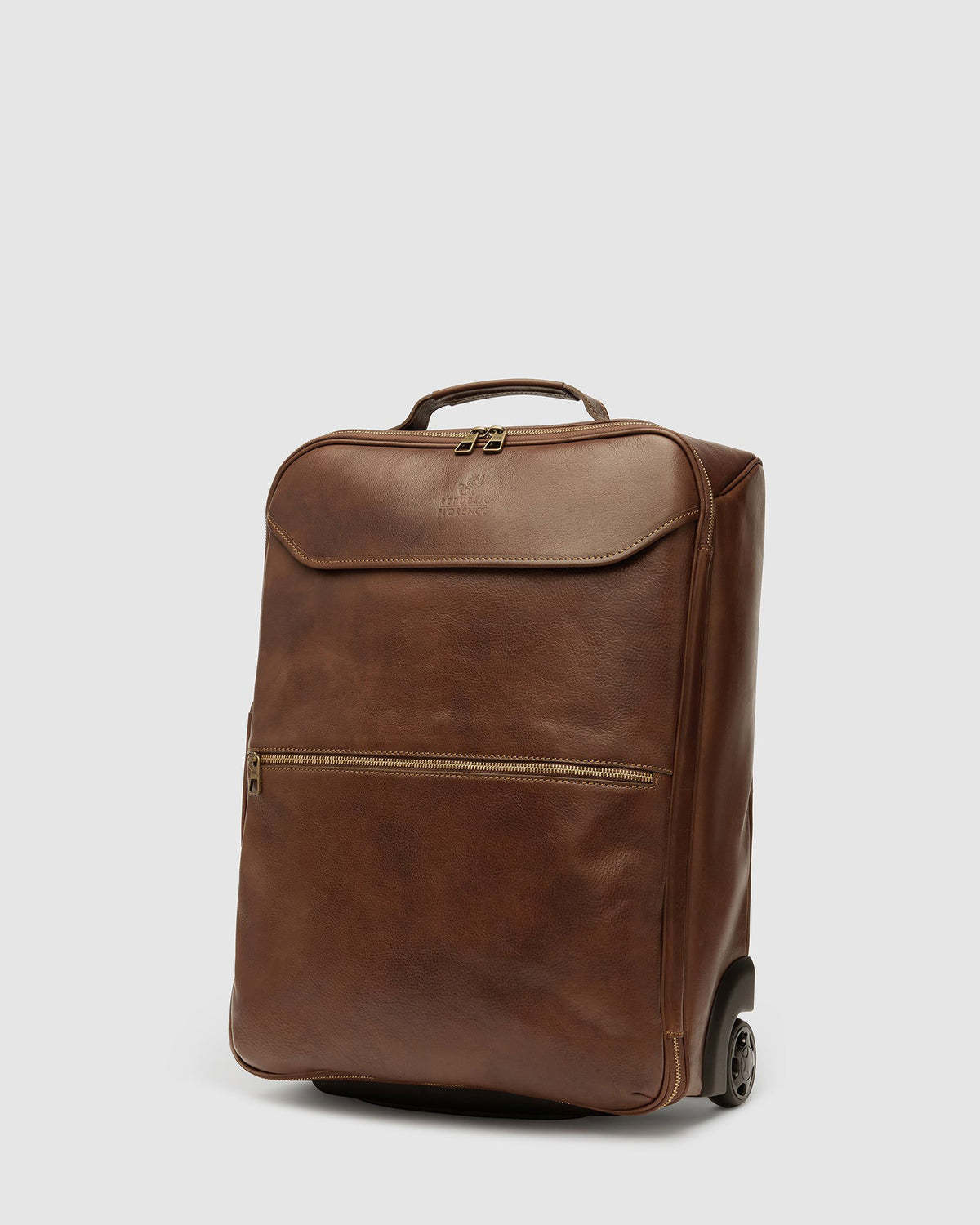 Kino Matt Brown - Wheeled Leather Trolley Case - Republic of Florence