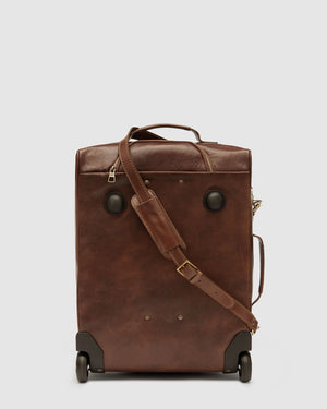 Kino Matt Brown - Wheeled Leather Trolley Case - Republic of Florence