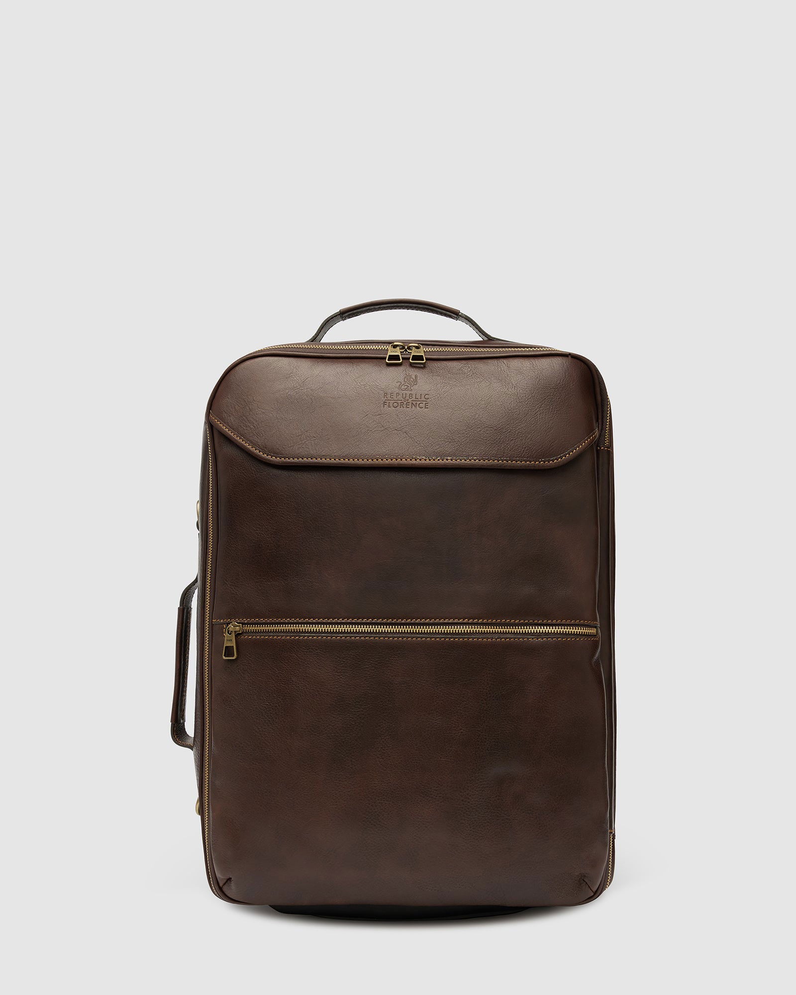 Kino Matt Chocolate  - Wheeled Leather Trolley Case - Republic of Florence