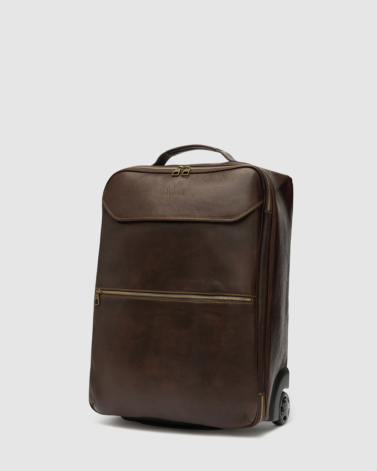 Kino Matt Chocolate - Wheeled Leather Trolley Case - Republic of Florence