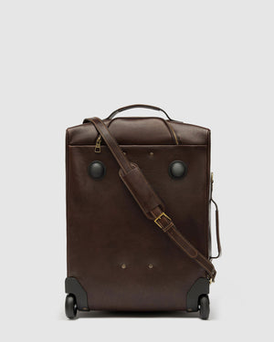 Kino Matt Chocolate - Wheeled Leather Trolley Case - Republic of Florence