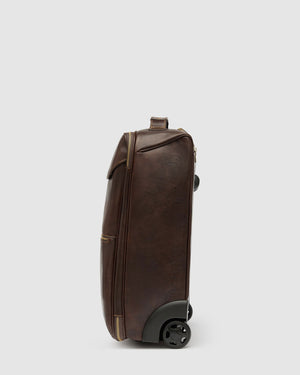 Kino Matt Chocolate - Wheeled Leather Trolley Case - Republic of Florence