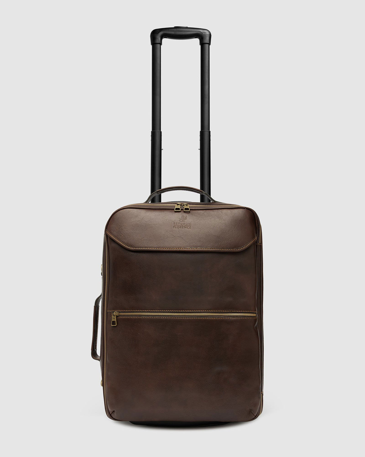 Kino Matt Chocolate - Wheeled Leather Trolley Case - Republic of Florence