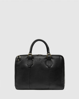 Madrid Matt Black - Leather Briefcase - Republic of Florence