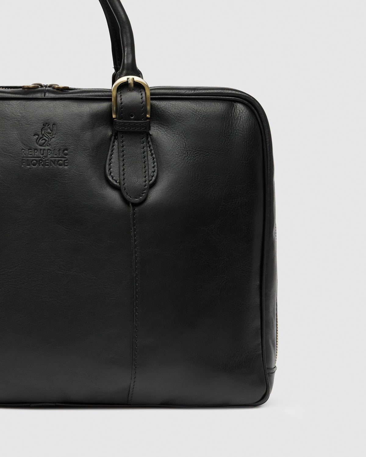 Madrid Matt Black - Leather Briefcase - Republic of Florence