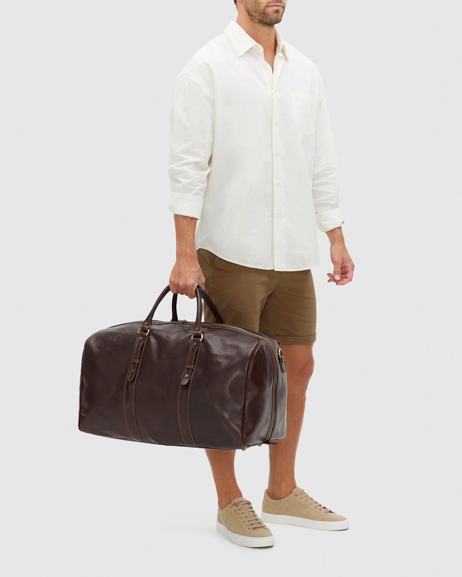 Marco Polo Matt Chocolate - Large Leather CarryAll - Republic of Florence