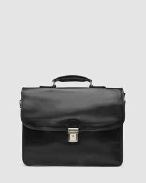 Milan Black - Leather Laptop Briefcase - Republic of Florence