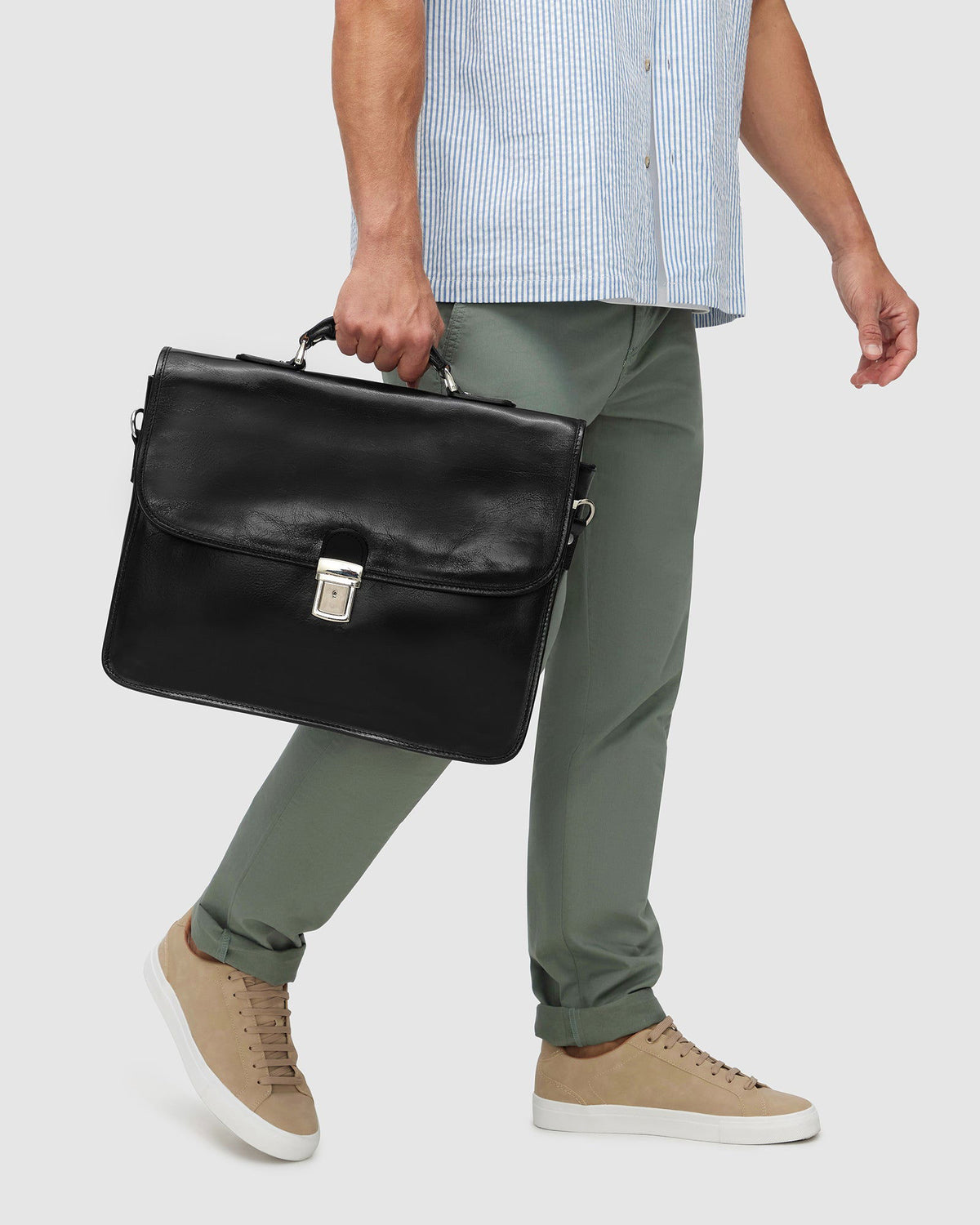 Milan Black - Leather Laptop Briefcase - Republic of Florence