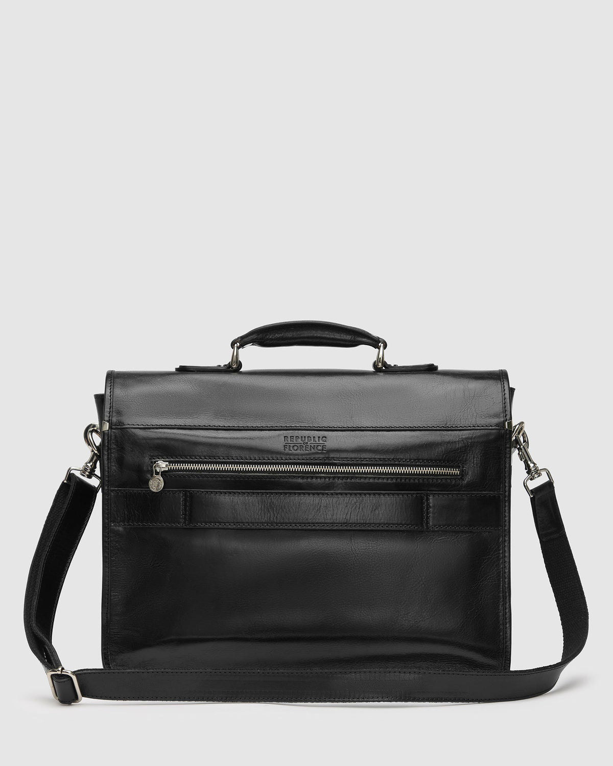Milan Black - Leather Laptop Briefcase - Republic of Florence