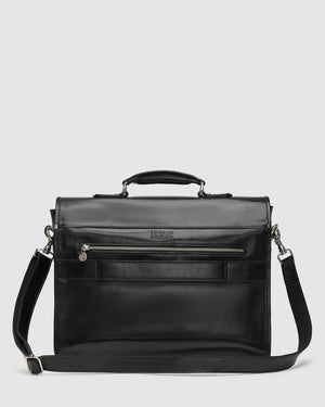 Milan Black - Leather Laptop Briefcase - Republic of Florence