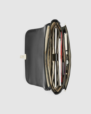 Milan Black - Leather Laptop Briefcase - Republic of Florence