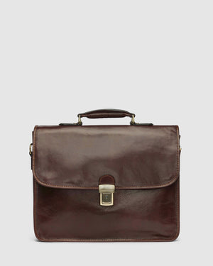 Milan Brown - Leather Laptop Briefcase - Republic of Florence
