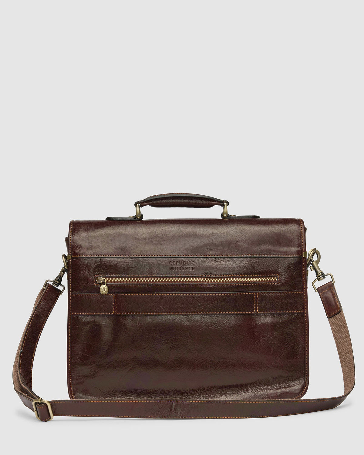 Milan Brown - Leather Laptop Briefcase - Republic of Florence