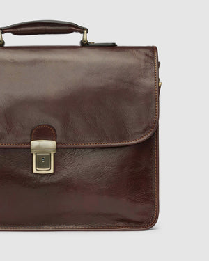 Milan Brown - Leather Laptop Briefcase - Republic of Florence