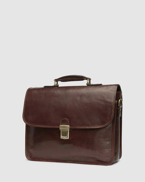 Milan Brown - Leather Laptop Briefcase - Republic of Florence