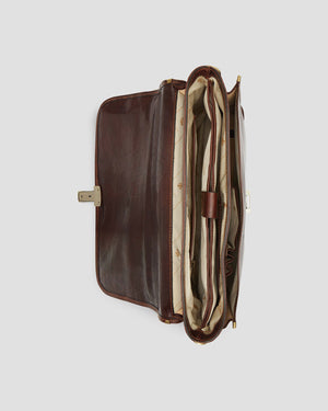 Milan Brown - Leather Laptop Briefcase - Republic of Florence
