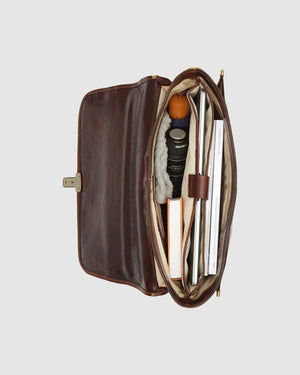 Milan Brown - Leather Laptop Briefcase - Republic of Florence