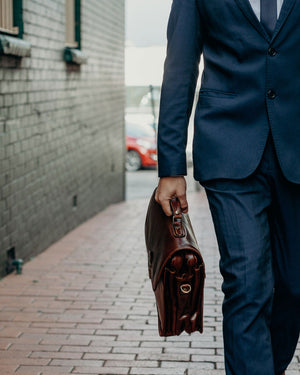 Milan Brown - Leather Laptop Briefcase - Republic of Florence
