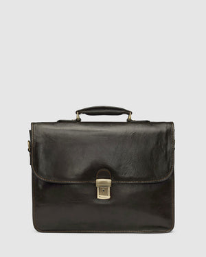 Milan Chocolate - Leather Laptop Briefcase - Republic of Florence