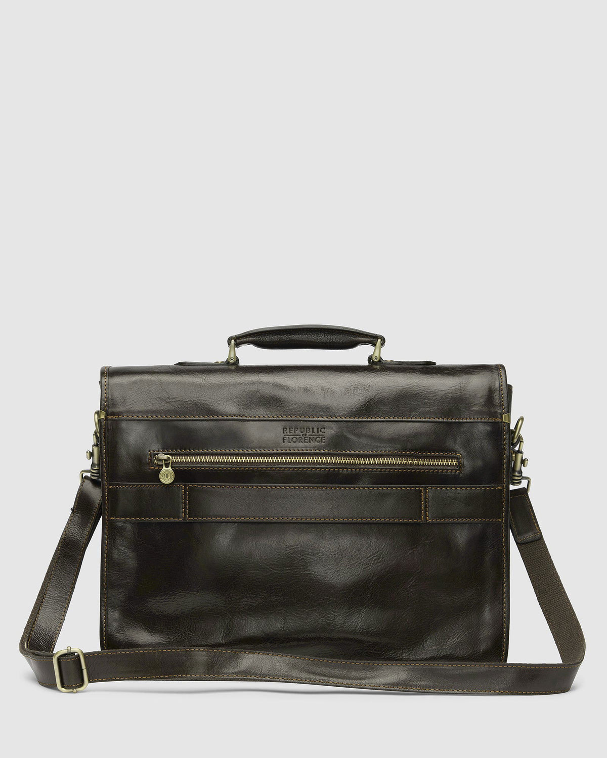 Milan Chocolate - Leather Laptop Briefcase - Republic of Florence
