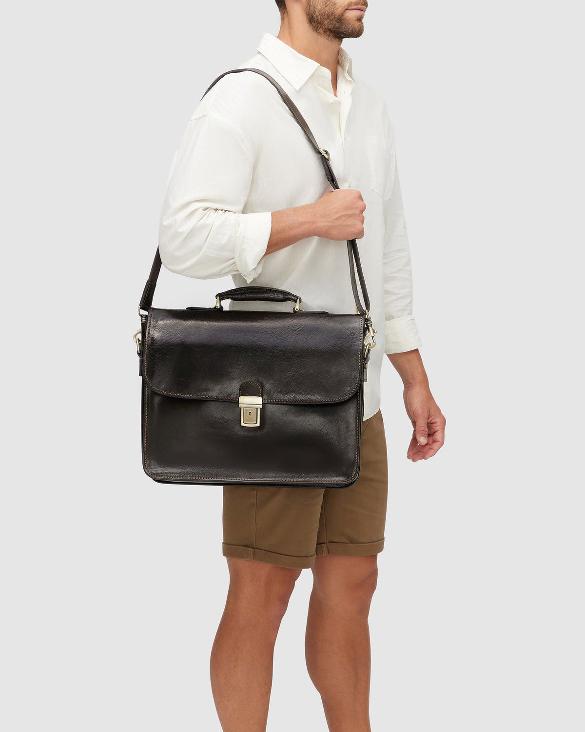 Milan Chocolate - Leather Laptop Briefcase - Republic of Florence