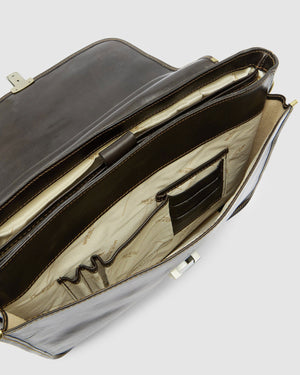 Milan Chocolate - Leather Laptop Briefcase - Republic of Florence