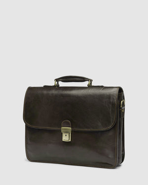 Milan Chocolate - Leather Laptop Briefcase - Republic of Florence