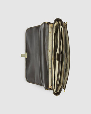Milan Chocolate - Leather Laptop Briefcase - Republic of Florence