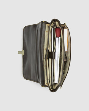 Milan Chocolate - Leather Laptop Briefcase - Republic of Florence