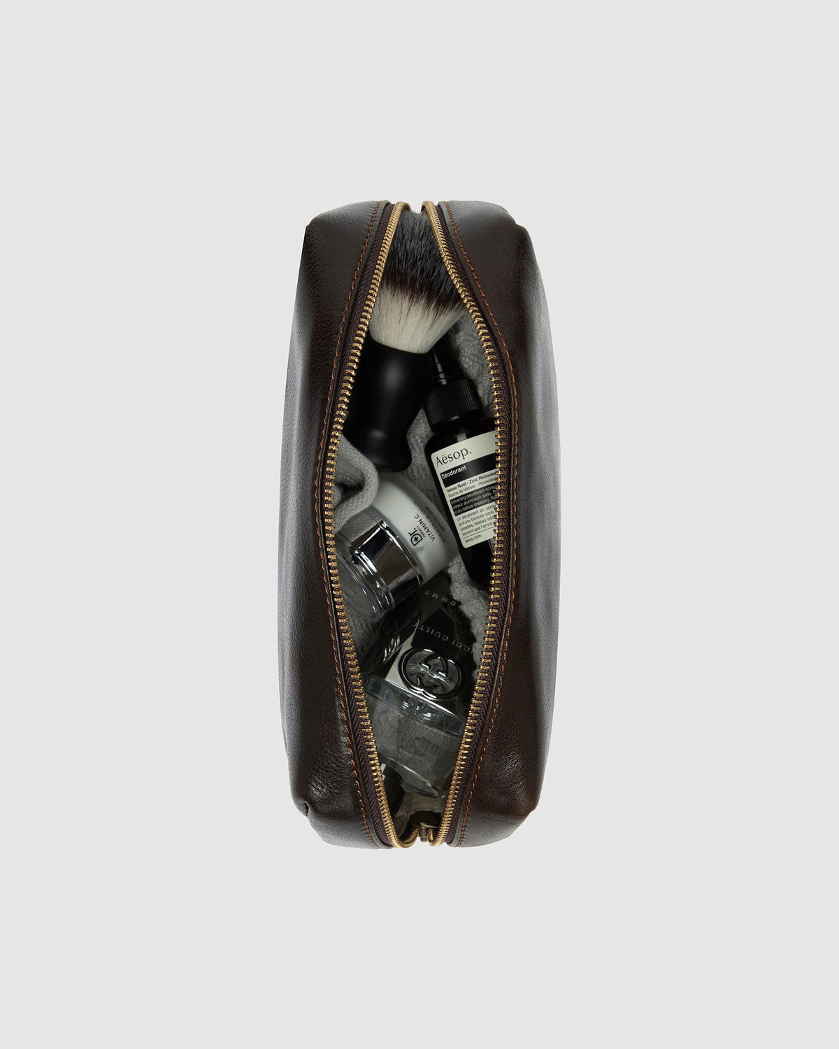 Otto Dopp Kit Chocolate - Leather Toiletry Bag - Republic of Florence