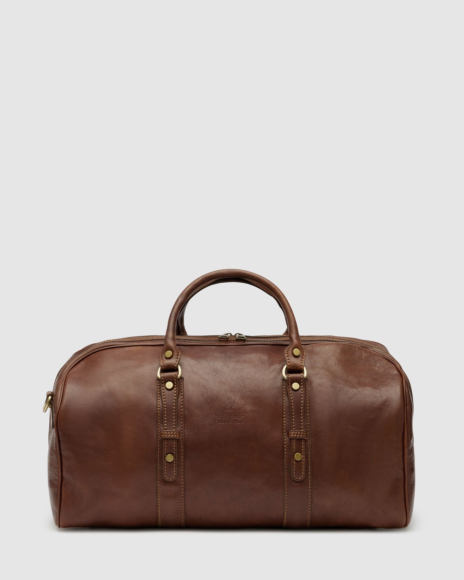 Polo Medium Brown - Leather Duffle Bag - Republic of Florence