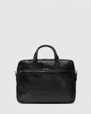 Pretoria Black - Leather Laptop Briefcase - Republic of Florence