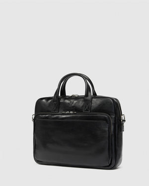Pretoria Black - Leather Laptop Briefcase - Republic of Florence