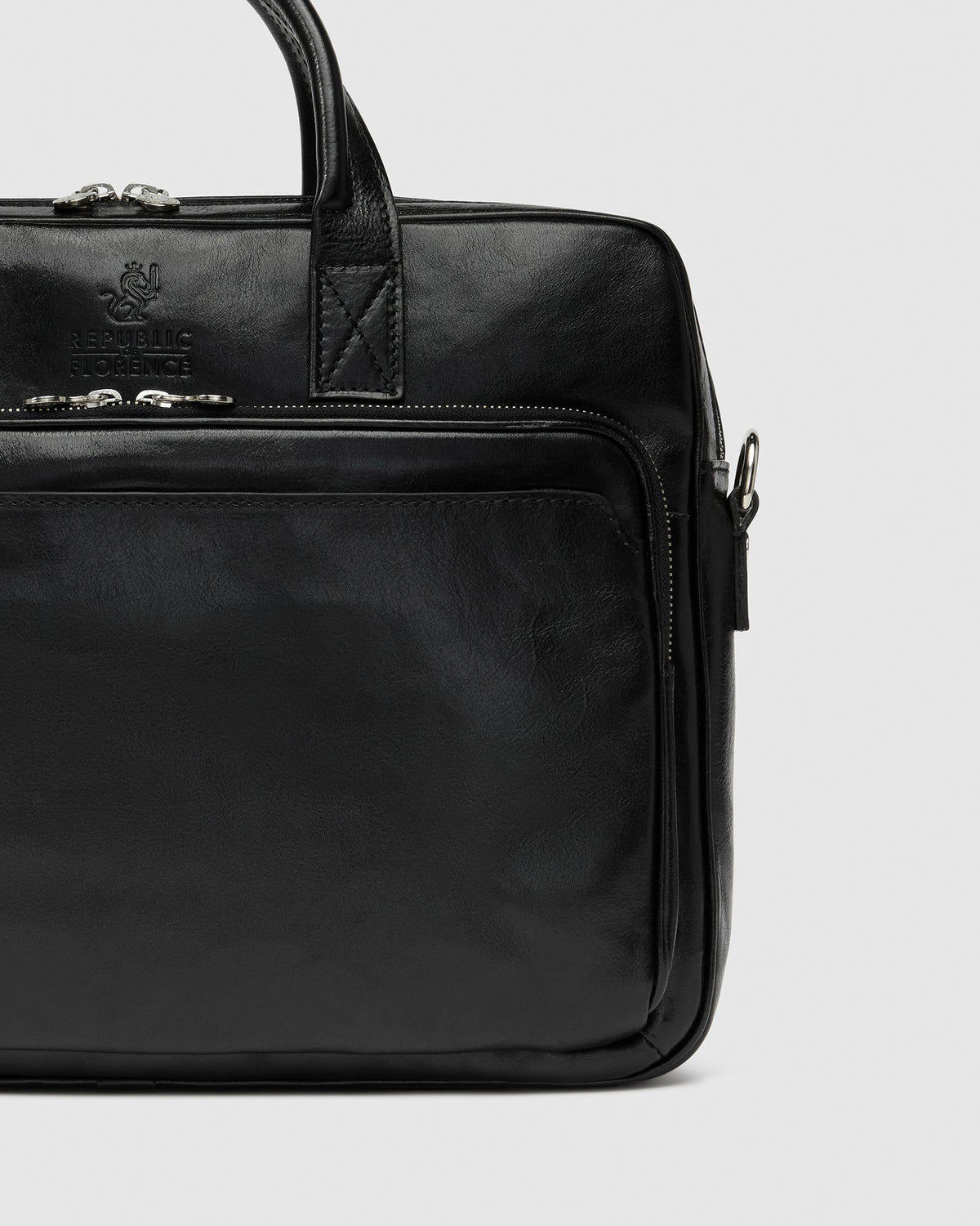 Pretoria Black - Leather Laptop Briefcase - Republic of Florence