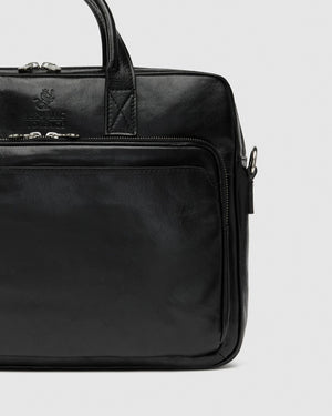 Pretoria Black - Leather Laptop Briefcase - Republic of Florence