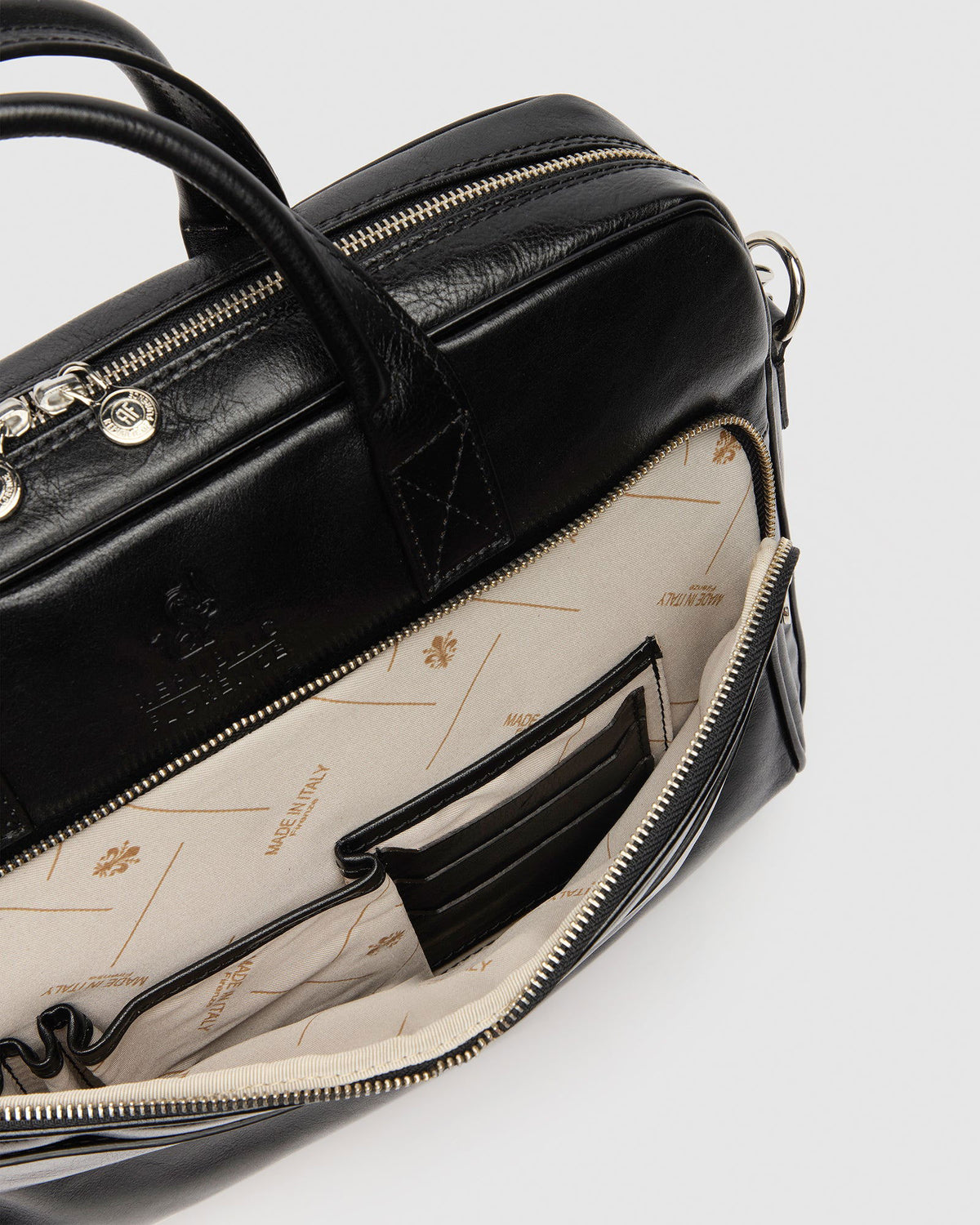 Pretoria Black - Leather Laptop Briefcase - Republic of Florence