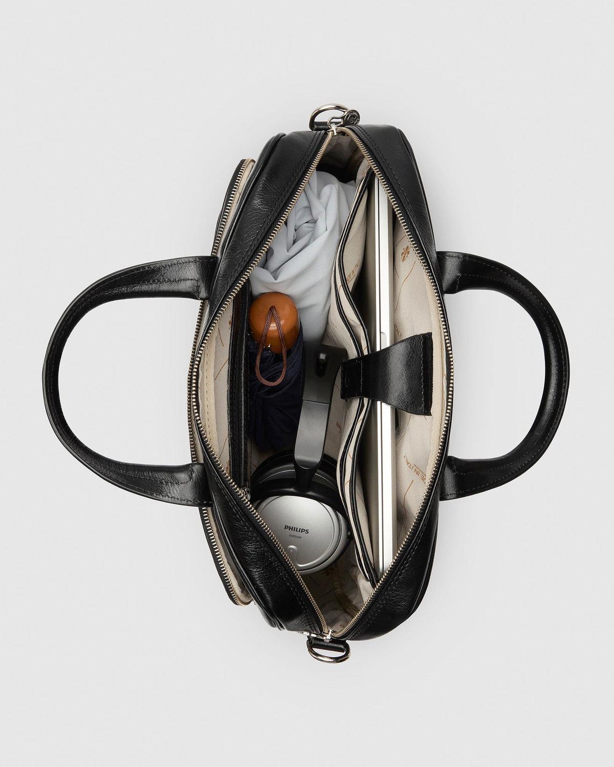 Pretoria Black - Leather Laptop Briefcase - Republic of Florence