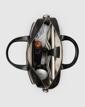 Pretoria Black - Leather Laptop Briefcase - Republic of Florence