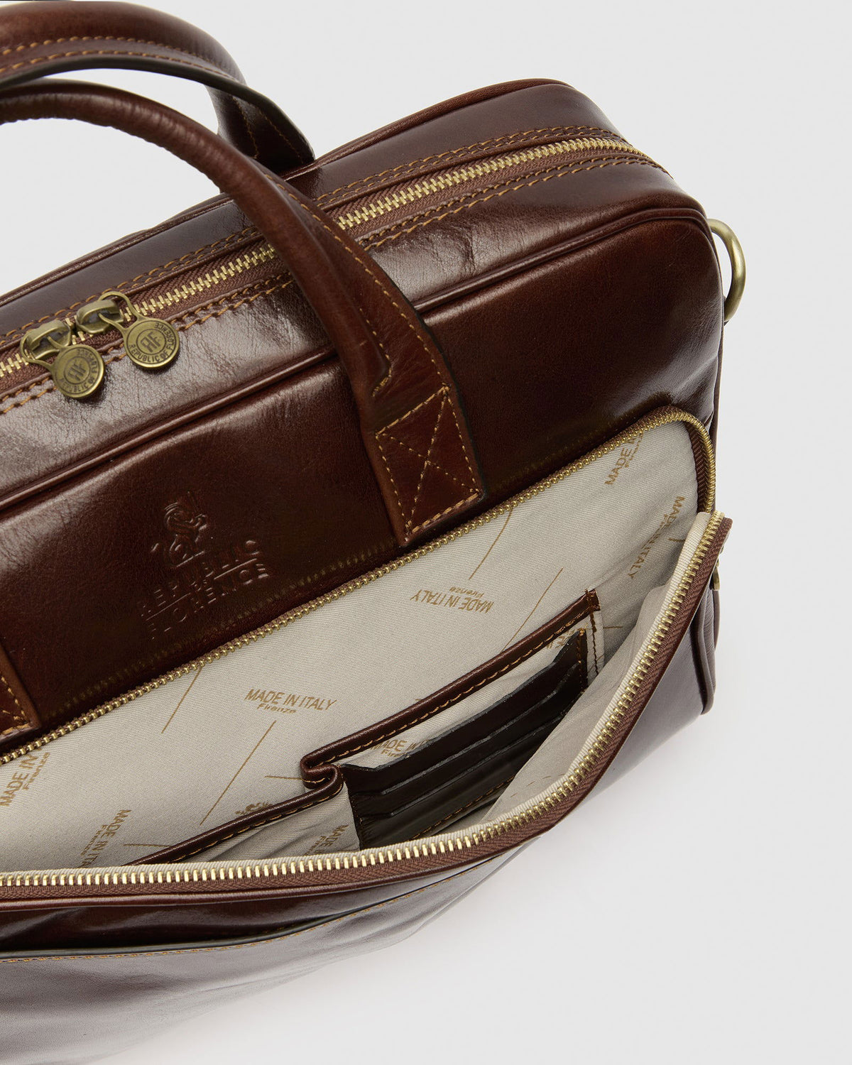 Pretoria Brown - Leather Laptop Briefcase - Republic of Florence