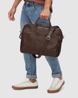 Pretoria Espresso - 15" Leather Laptop Briefcase