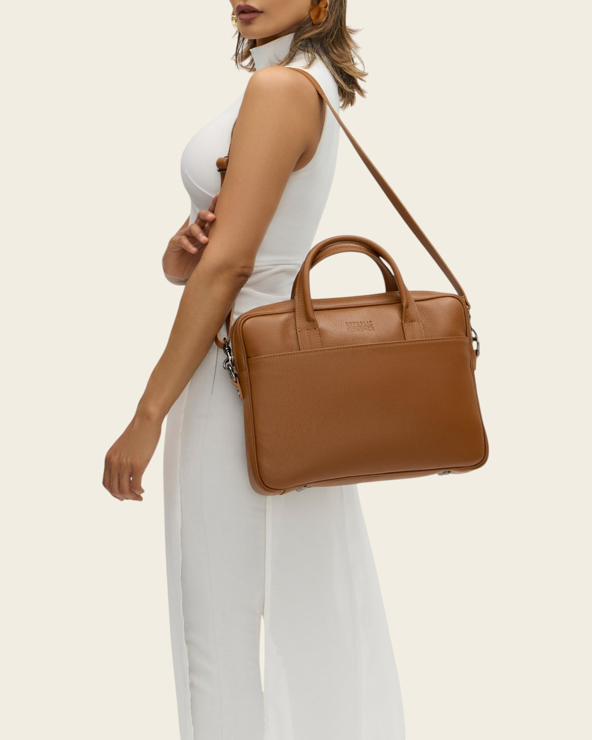 Glasgow Pebble Tan - 14" Leather Briefcase