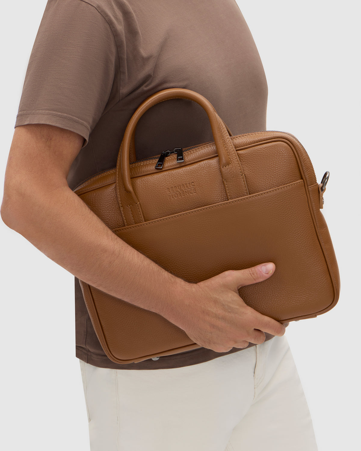 Glasgow Pebble Tan - 14" Leather Briefcase