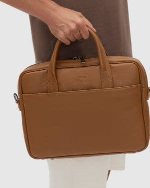 Glasgow Pebble Tan - 14" Leather Briefcase