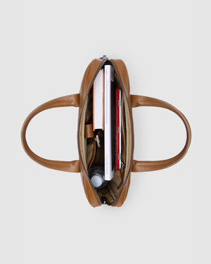 Glasgow Pebble Tan - 14" Leather Briefcase