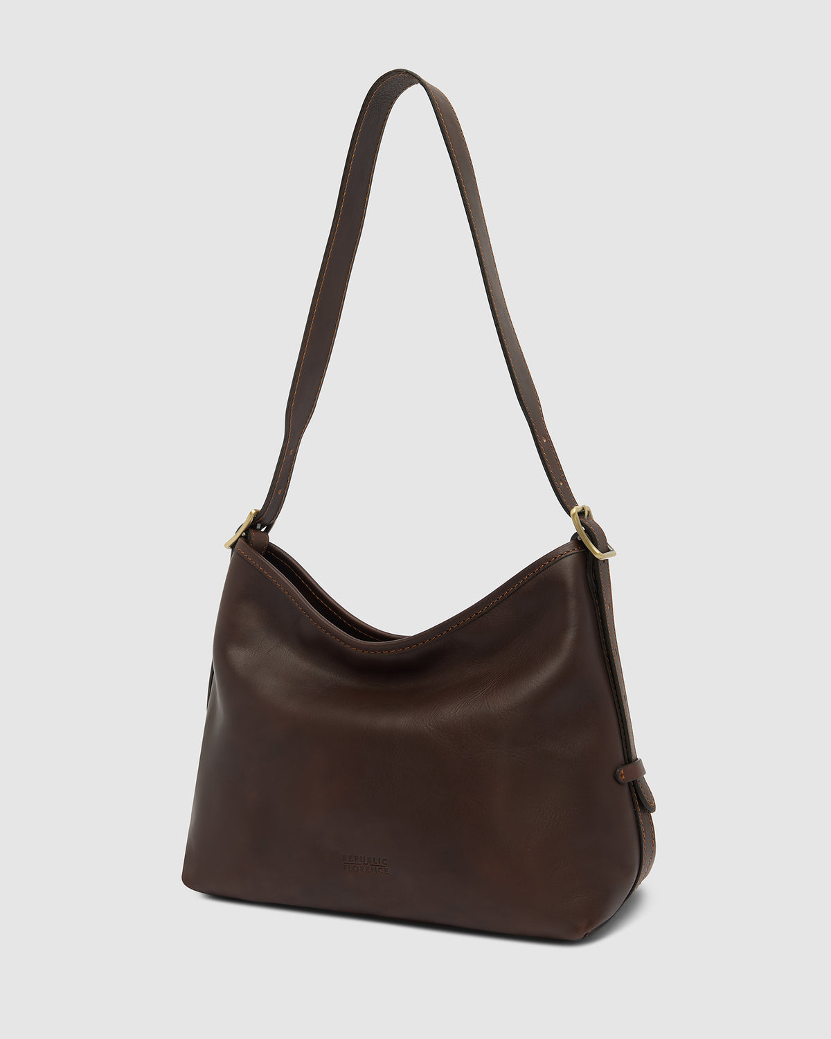 Sophia Espresso - Leather Shoulder Bag