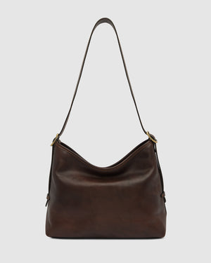 Sophia Espresso - Leather Shoulder Bag