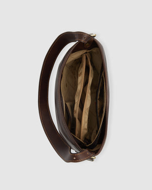 Sophia Espresso - Leather Shoulder Bag