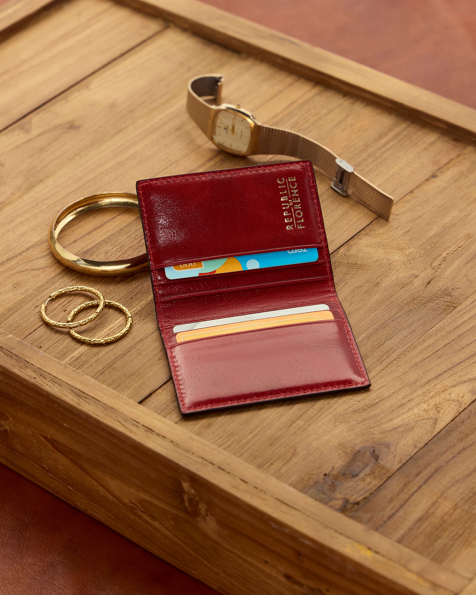 Vertical Rosso - Leather Card Holder