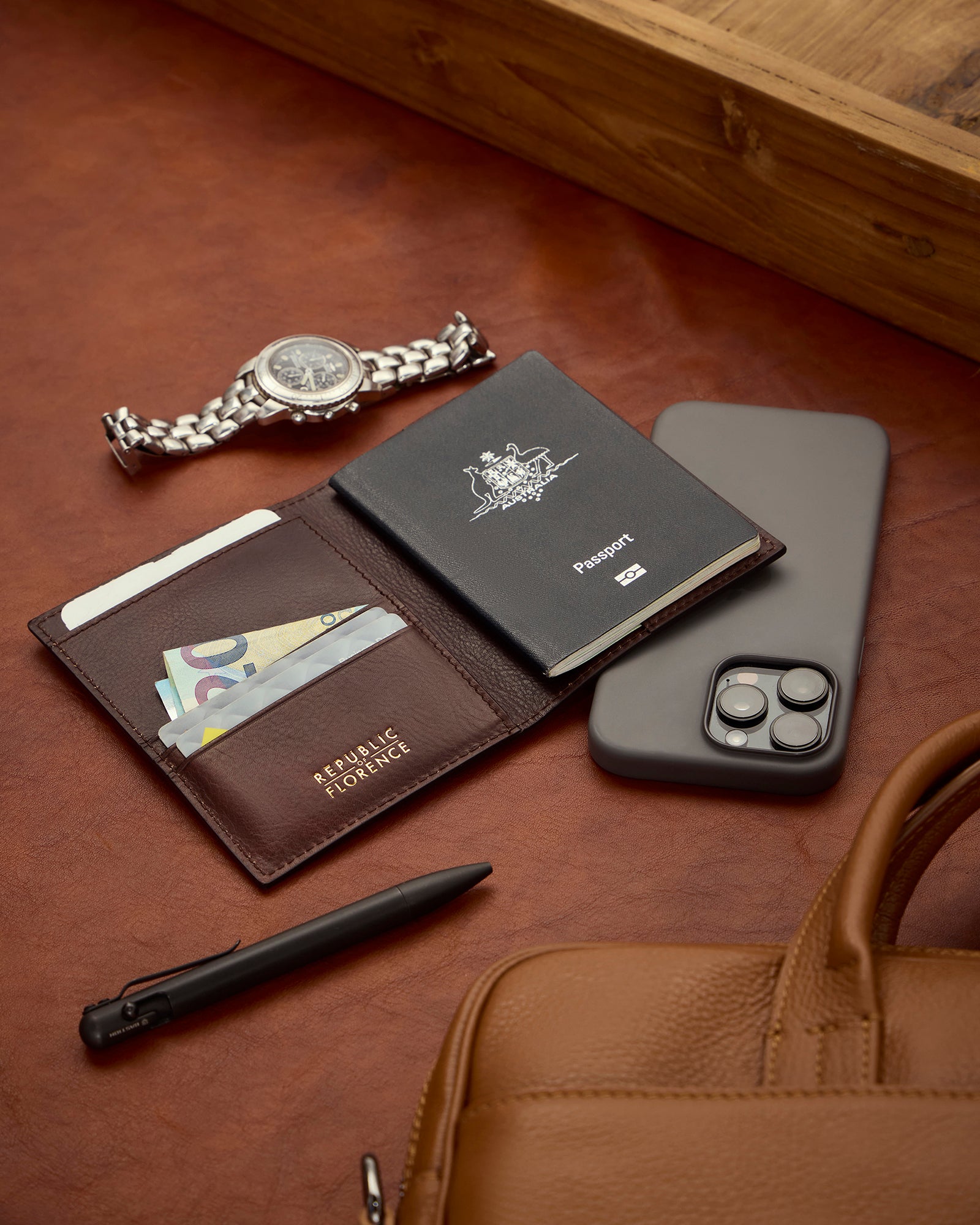 Passport Espresso - Leather Passport Cover