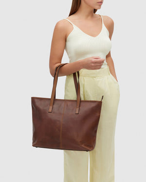 Beatrice Matt Brown - Leather Tote / Work Bag - Republic of Florence